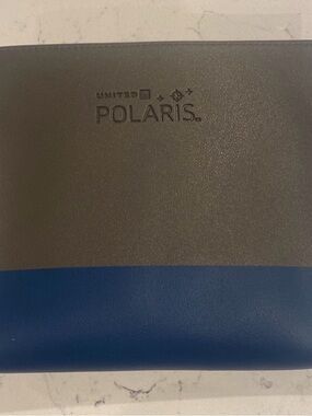 United Polaris Business Class Amenity Kit Embossed Zip Pouch in Gray and Navy